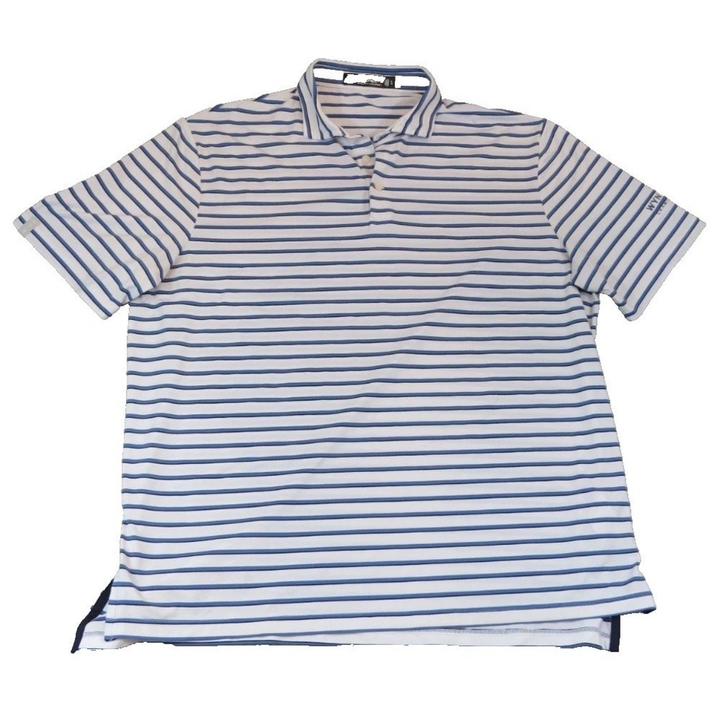 RLX Ralph Lauren Wyndham Championship Golf Polo Shirt Mens XL Blue White Striped